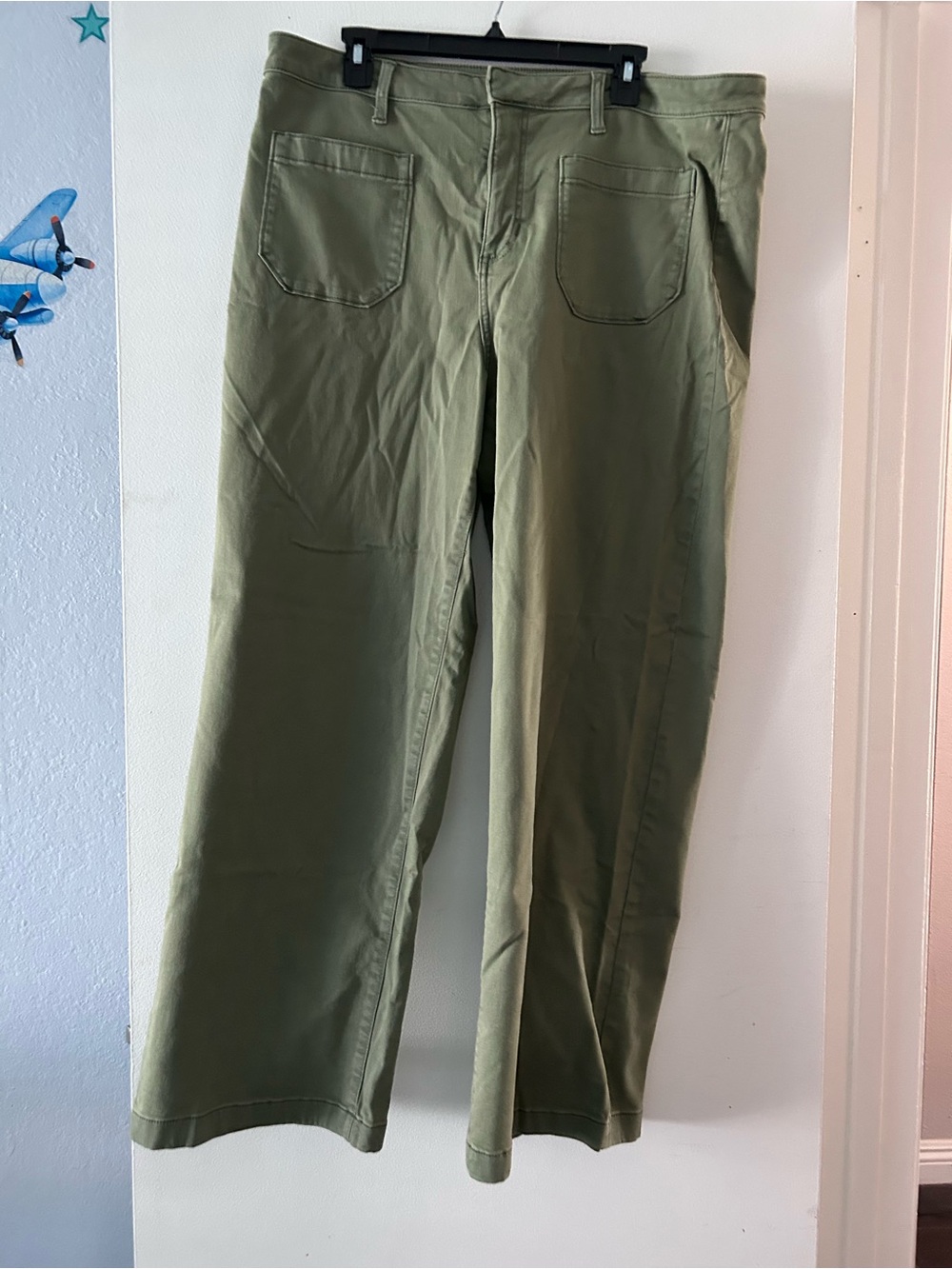 LC Lauren Conrad Olive Green Wide Leg Pants with Patch Pockets
